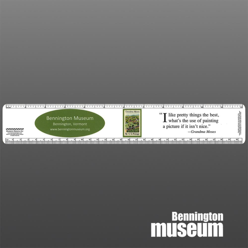 Grandma Moses: Ruler, 'Stamp/Life is ...'