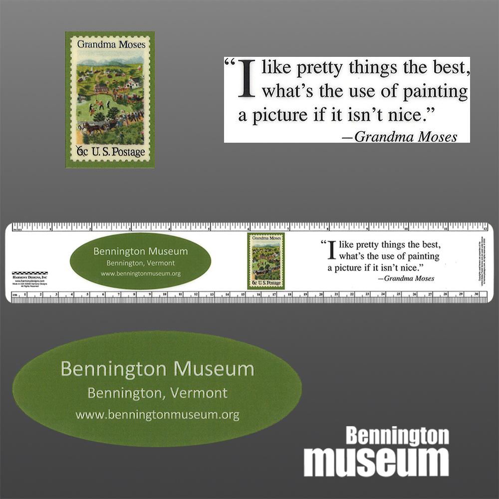 Grandma Moses: Ruler, 'Stamp/Life is ...'