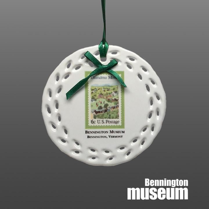 Grandma Moses: Ornament, 'Stamp/Life is...'