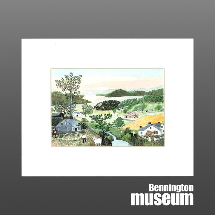 Grandma Moses: Matted Print, 'A Beautiful World'