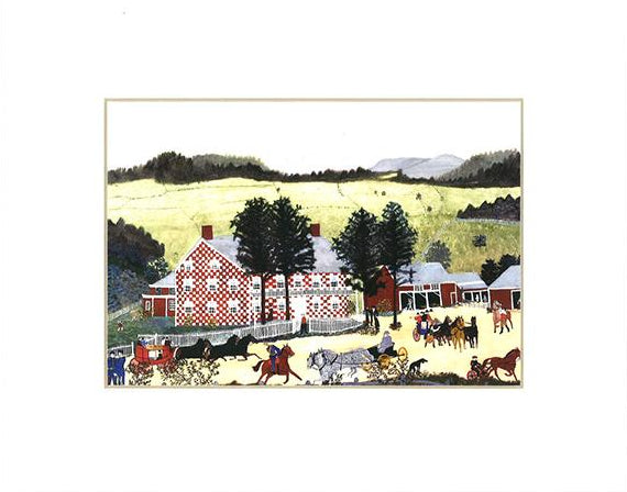 Grandma Moses: Matted Print, 'The Old Checkered House