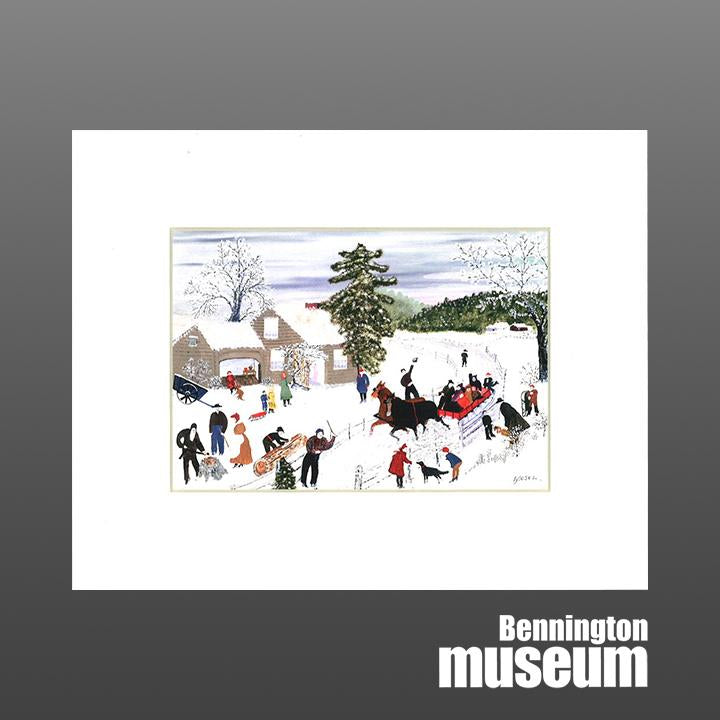 Grandma Moses: Matted Print, 'Joy Ride'
