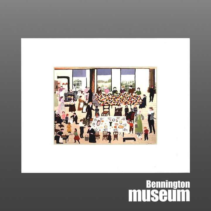 Grandma Moses: Matted Print, 'Quilting Bee'