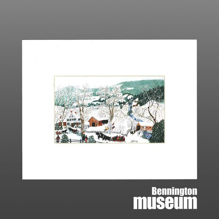 Grandma Moses: Matted Print, 'Sleigh Ride'