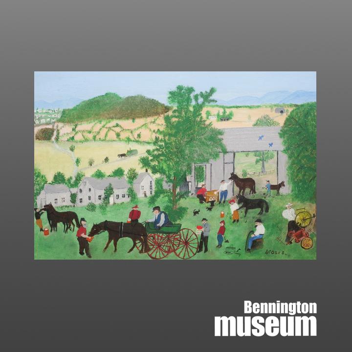 Grandma Moses: Postcard, 'Wagon Repair Shop'