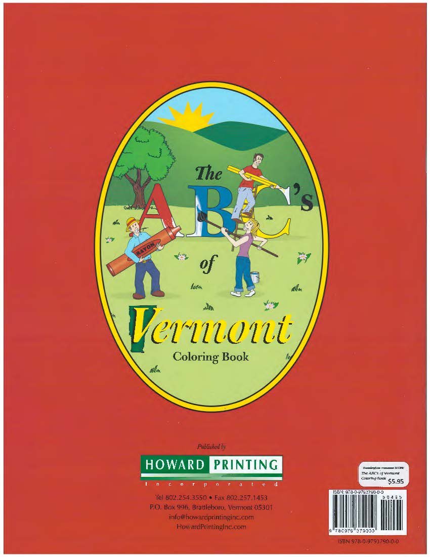 Howard Printing: Coloring Book, 'ABC's of Vermont'