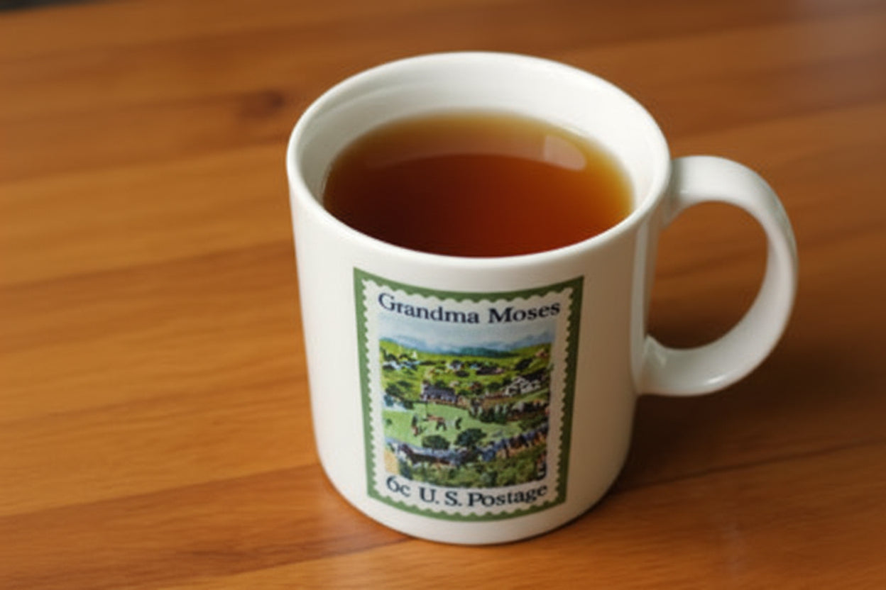 Grandma Moses: Mug, 'Stamp/Life is ...'