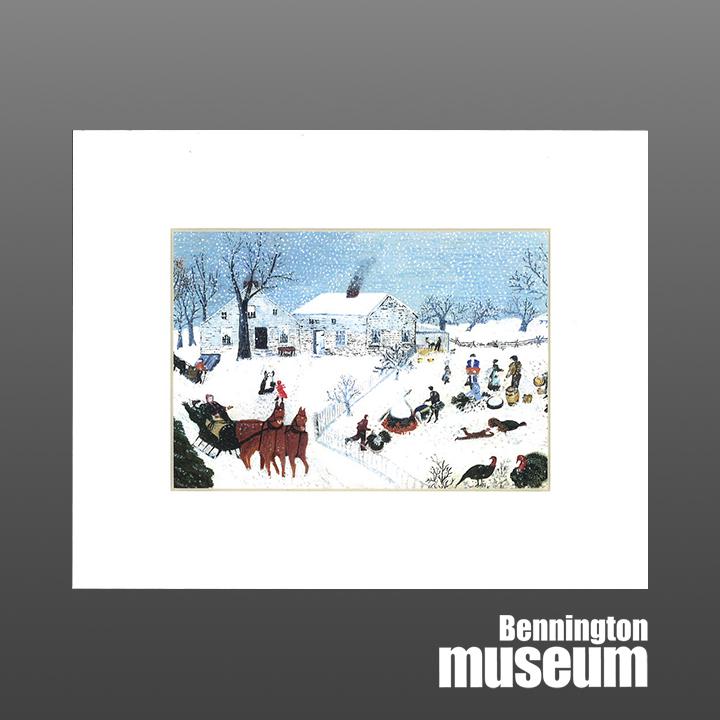 Grandma Moses: Matted Print, 'Catching the Turkey'