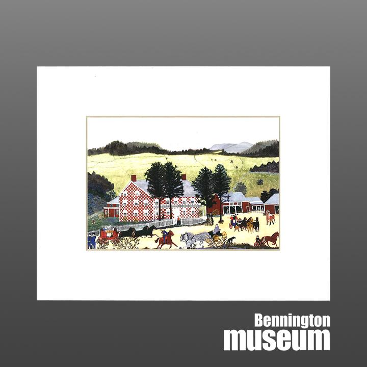 Grandma Moses: Matted Print, 'The Old Checkered House'