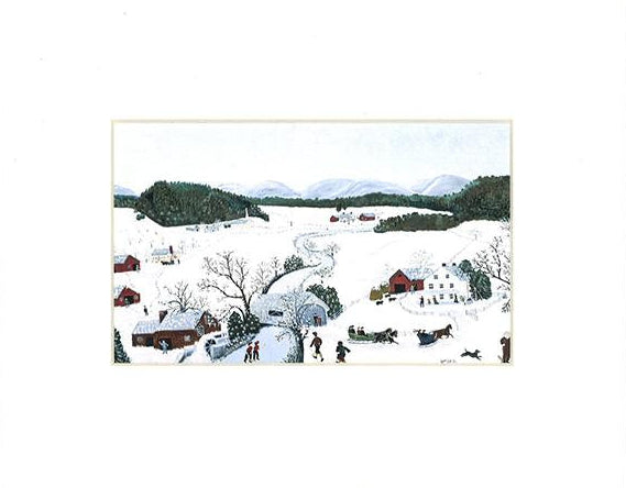 Grandma Moses: Matted Print, 'Over the River' – Bennington Museum